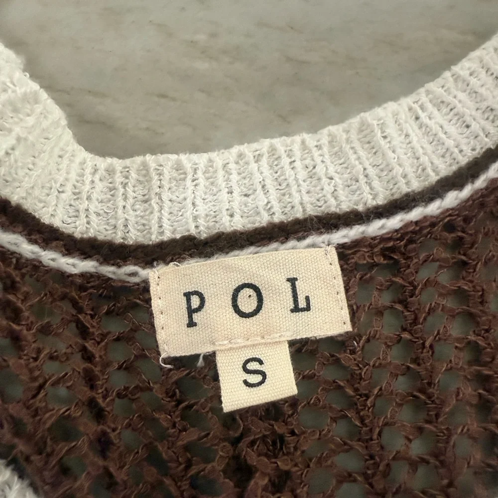 POL Oversized Brown and Cream Open Knit Sweater - Picture 11 of 11